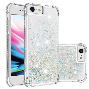 QIWEIQING pour iPhone 16e 2025 Coque, [Silver Back] Fille Silicone Paillette Glitter de Luxe Support，Liquide Gel Housse Etui de Protection Coque pour iPhone 16e 2025.Silver YBL (QIWEIQING, neuf)
