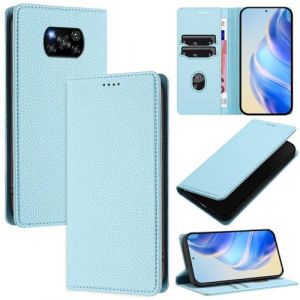 xinyunew Coque pour Xiaomi Poco X3/Poco X3 NFC/Poco X3 Pro, RFID Blocage Portefeuille Etui &agrave; Rabat, Housse en Cuir PU pour Xiaomi Poco X3/Poco X3 NFC/Poco X3 Pro, Bleu Clair (xinyunew, neuf)