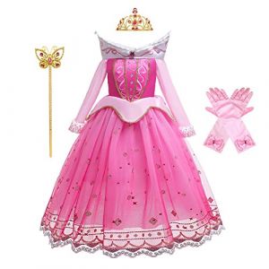 MYRISAM Fille D&eacute;guisement d&rsquo;Aurore La Belle au Bois Dormant Cosplay Costume Princesse Conte de F&eacute;e D&eacute;grad&eacute;s Robe Carnaval Halloween No&euml;l Anniversaire C&eacute;r&eacute;monie F&ecirc;te avec Accessoires 4-5 ans (MYRISAM store, neuf)