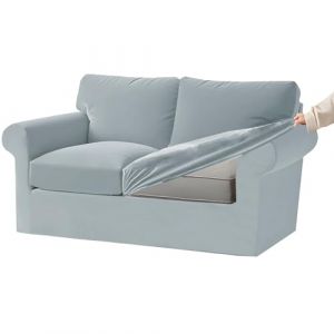 KYJSW Housse De Canapé Ektorp Extensible en Velours 1/2/3/4 Place Couvre Canapé avec Dossiers Et Coussins De Siège Séparés Protection De Meubles (Bleu Clair,X-Grand 2 Places 5 PCS) (KYJDZ, neuf)