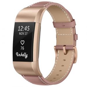 KoGiio Cuir Bracelet pour Fitbit Charge 2, Hommes et Femmes de Cuir Bracelet de Remplacement Compatible avec Fitbit Charge 2 - Rose (YiisMo Elec Shop, neuf)