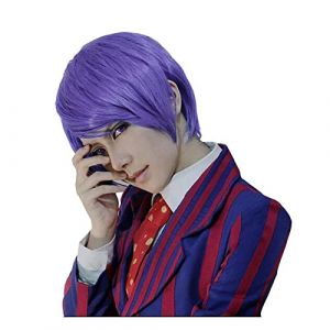 Tokyo Ghoul Shuu Tsukiyama Purple Short Synthetic Hair Cosplay Wig For Halloween Party Costume + Wig Cap (good stuff A, neuf)