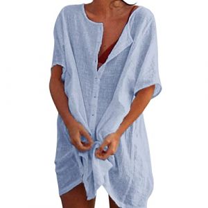 Robe Femme Ete Boheme Boheme Chic Robe Maxi à imprimé Floral bohème pour Femmes, col Rond, sans Manches, Plage Fluide Robe Femme Ample Fluide Robe Femme Ete Mi Longue Robe Noire (BAULMD（90% Big Promotion Without Discount Code ）, neuf)