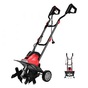 GOPLUS 1200W Motobineuse Électrique 6 Lames, Motoculteur Puissante avec Profondeur de Travail 22CM, Interrupteur à Double sécurité avec Roue pour Jardinage et Cultivateur (Augenstern24, neuf)