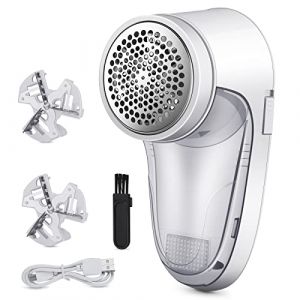 Machine Anti Bouloche,Rasoir Anti Bouloche,Anti Bouloche Vetement de USB Rechargeable Portable,Machine a Bouloche pour Chandails/Vêtements/Rideaux/Tapis,2* Lame de Rechange-Blanc (yujupiterKlub, neuf)