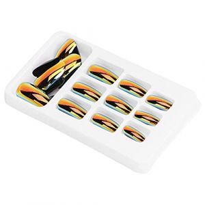 Press On Nails, French Tip Press On Nails Faux Ongles Détachables Couleur Vive Faux Ongles Patch Couverture Complète Nail Art Tips 24pcs Faux Ongles À La Mode Extensions De Faux (Rammeoy, neuf)