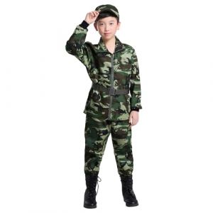 Ensemble gar&ccedil;on 98 pour enfants, costume de soldat, costume militaire, uniformes de camouflage pour gar&ccedil;on, ensemble de tenues pour homme (vert, 11-12 ans) (⭐⭐⭐⭐⭐Tiantian1, neuf)