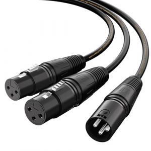 Tisino - Câble répartiteur XLR - XLR mâle 3 broches vers XLR femelle à double XLR - Câble en Y adaptateur de microphone symétrique et adaptateur audio 1.5 m (TISINO-EU, neuf)