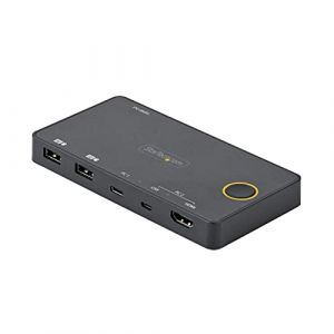 StarTech.com Switch KVM Hybride 2 Ports USB-A + HDMI & USB-C - Écran Unique HDMI 2.0 4K 60Hz - Commutateur KVM Compact Desktop/Laptop - Alimenté Bus USB - Compatible Thunderbolt 3 (SV221HUC4K) (DirectfromStarTech, neuf)