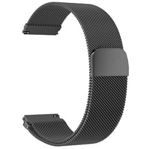 BaiJ Bracelet de Montre Magn&eacute;tique, Fermoir Bracelet R&eacute;glable en Acier Inoxydable Metal pour Huawei Watch Daniel Wellington iWatch Montres Homme et Femme, 20mm Noir (BaiJ, neuf)