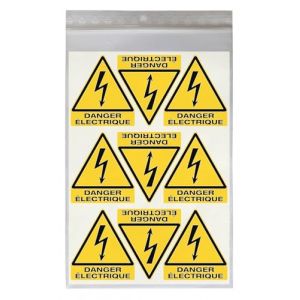 18 Stickers DANGER &Eacute;LECTRIQUE W012 - Taille 4,5 x 5 cm - Lot de 18 &eacute;tiquettes de signalisation en vinyle autocollant (Eticr&eacute;a, neuf)