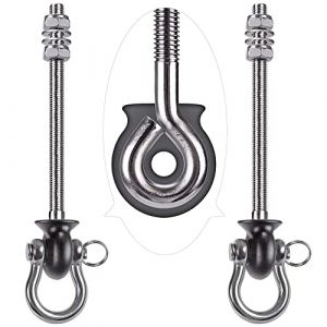 BeneLabel 2pcs Crochet de Balan&ccedil;oire, 24.5cm Accroche de Hamac Fixation Fauteuil Suspendu de 180 Pivot Ensemble Plafond Poutre Chaise de Yoga Sac de Frappe Materiel de Suspension, 1500lbs (besthouse, neuf)