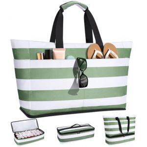 CIRYCASE Grand Sac de Plage XXL avec Isotherme, 54L Cabas de Voyage Femme/Famille/Fille Pliable &Eacute;tanche, Compartiment Sec-Humide, Sac Fourre Tout Sacs de Sport pour Vacance Courses Piscine Pique-Nique (CIRYCASE Business FR, neuf)