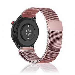 Niboow 22mm Bracelet pour Amazfit Bip 5/GTR 4/GTR 3 Pro/GTR 3/GTR 2 eSIM/GTR 2e/GTR 47mm, M&eacute;tal Inoxydable Metal Mesh Bracelet pour Amazfit Cheetah/Cheetah Pro/Stratos 3/Stratos 2s/Stratos - Rose (Niboow EU, neuf)