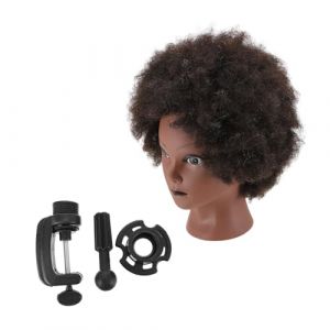 TOGEVAL Tête Mannequin Afro à Coiffer Homme Noir pour Entraînement Coiffure avec Cheveux Naturels Souples Tête de Pratique pour Étudiants et (BOBOLING, neuf)