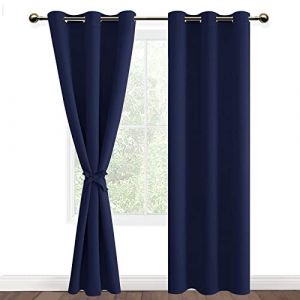 DWCN 2 Pi&egrave;ces Rideaux Occultant Thermiques &agrave; Oeillets, Rideau Thermique Isolant Anti Froid et Chaleur pour Chambre des Gar&ccedil;ons, 117x228 CM (Largeur x Hauteur), Bleu Marine (DWCN EU, neuf)