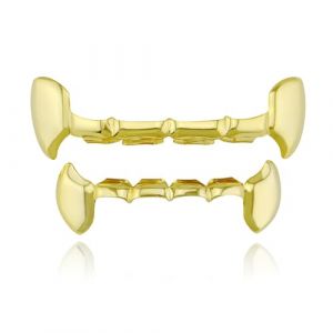 LONGHAO 2 pcs Dents de Hip-Hop,Grilles de Dents de Hip-hop,Ensemble de Dents Style Hip Hop Grillz,Accessories Hip-Hop,avec 2 Barres de Moulage en Silicone de Qualité Alimentaire,pour Rappeur (or 2) (Anpaeony, neuf)