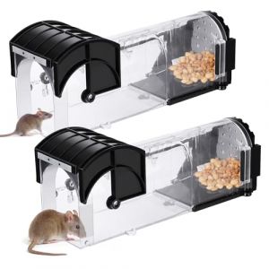 vsshe 2Pcs Piege a Souris Vivante, Pièges à Souris sans Cruauté, Professionnel Sensible Tapetteà Souris Attrape, Tapette avec Appat, Attrape Souris pour Garage, Grenier Jardin Maison Cuisine (tirehor, neuf)