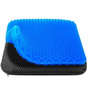 Coussin Gel Anti-Escarre, Ergonomique pour Chaise de Bureau, Voiture et Fauteuil Roulant, Respirant avec Housse Amovible (Bleu, 43 * 39 * 4) (YANHUANGCHUHAI, neuf)