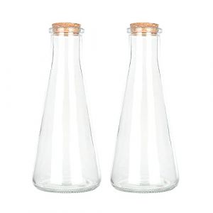 Magic Season Bouteilles D&eacute;corative en Verre avec Bouchon en Li&egrave;ge (350 ml Bouteilles Coniques / 2 Pi&egrave;ces) (Magic Season, neuf)