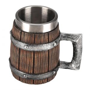 Tasse À Bière Vikings – Tasse Vikings 600 Ml, Chope À Bière Et Whisky En Bois | Tasse En Baril De Whisky, Tasse À Café Vikings, Baril Antique Pour Hommes Pour Les Décorations De Fêtes, 5,91x5,91x3,54 (niexuy, neuf)