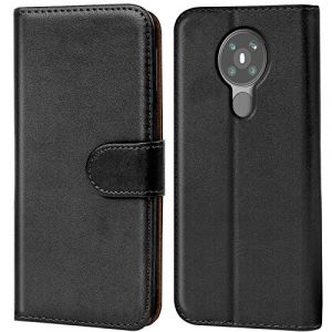 Verco Coque pour Nokia 5.3, Housse Portefeuille pour Nokia 5.3 Etui en Cuir Synth&eacute;tique Fonction Stand Case, Noir (ATS-Discounter, neuf)