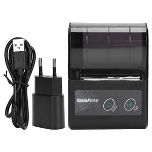 Acouto Imprimante de Tickets Portable, Mini Machine de Codes-Barres D'&eacute;tiquettes, Imprimante Thermique Portable, Adapt&eacute;e &agrave; L' de Factures de Taxi, &agrave; L' de Re&ccedil;us, au Syst&egrave;me de Commande (Prise UE) (Poiy, neuf)