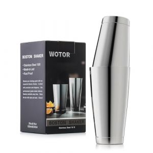 WOTOR Boston Ensemble Shaker &agrave; Cocktail Lest&eacute; en Acier Inoxydable pour Barman 530 ml et 830 ml, Shaker &agrave; Martini en M&eacute;tal, Outils de Bar Professionnels (Argent&eacute;) (Kitchenlove, neuf)