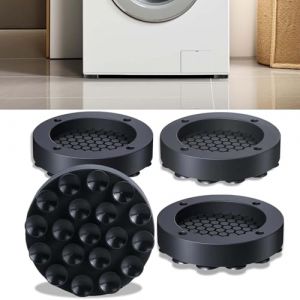 VIDSTW 4 Pièces Tapis Anti Vibration Machine a Laver Tapis Machine à Laver Anti Vibration Support Machine a Laver Patin Anti Vibration Machine à Laver pour Lave-Linge Réfrigérateur (Noir) (BAIYIKEJI, neuf)