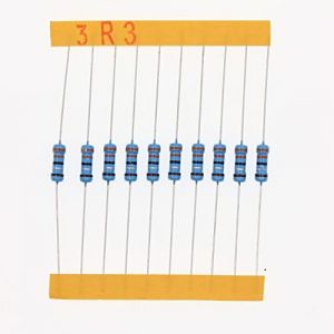 HUABAN 100 Pièces 0.5 Watts 1/2W 3R3 3.3 Ohm 1% Résistance à film métallique (ERIC ELECTRONICS TECHNOLOGY LIMITED, neuf)