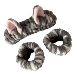amangul Bandeau populaire en peluche pour femme - Pour un usage quotidien - Pour le lavage du visage et le maquillage - Chat gris et blanc (dongguanshiyufenghanggzhongbiaoyouxiangongsi, neuf)