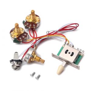 LALADEFIEE Kit de C&acirc;blage Pr&eacute;c&acirc;bl&eacute; pour Guitare &Eacute;lectrique S&eacute;lecteur 5 Positions Potentiom&egrave;tre de Volume A250K Potentiom&egrave;tre de Tonalit&eacute; B250K Prise Jack 250 K&omega; Compatible Guitare (Yowanr, neuf)