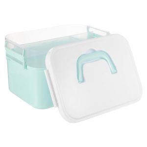 NOLITOY Bo&icirc;te &agrave; Outils Manucure Grosse Taille Bleue en Plastique PP Bo&icirc;te de Rangement Portable pour Vernis &agrave; Ongles et Fournitures Nail Art Compartiments Amovibles Poign&eacute;e Ergonomique (shanjingfen, neuf)
