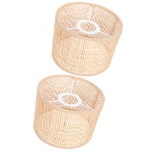 AOKWAWALIY 2 Pièces Éclairage Tissé Petits Abat-jour Remplacement Des Abat-jour Tissés Abat-jour En Osier Abat-jour Décoratif En Bambou Abat-jour Cloche Rural Couvercle De Protection Rotin (Telinei, neuf)