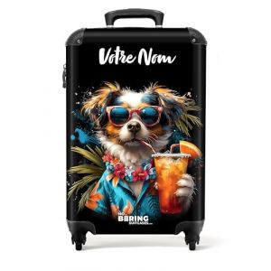 NoBoringSuitcases.com Valise Cabine, Valises, Bagages Cabine, Valise Pas Cher, Valise Rigide, Valise Voyage, Suitcase, Valise Roulette, Valise Personnalisable 55x35x25cm (Chien - Bleu) (NoBoringSuitcases, neuf)