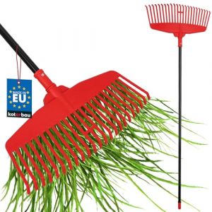 KOTARBAU&reg; Rateau &Agrave; Feuilles - Plastique - 48 cm - avec Manche en Aluminium - Extra-Click - Rateau Jardin - Ramasse Feuilles - L&eacute;ger - Rouge & Noir - Ergonomique (KOTARBAU, neuf)