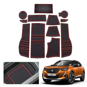 GAFAT Peugeot 2008 e-2008 2020-2024 2025 Tapis Anti-d&eacute;rapants, Peugeot 2008 Restyling Tapis en Caoutchouc Accoudoir Console Centrale, Porte-Gobelet, Rainure de Porte, Peugeot 2008 Accessoires (Rouge) (GAFAT(EU), neuf)