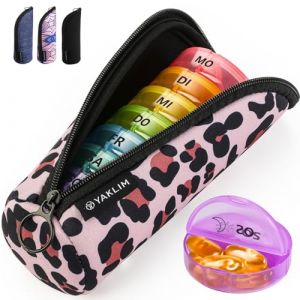 Pilulier 1 fois par jour : pilulier hebdomadaire 7 jours d'excellente qualit&eacute; l&eacute;ger &ndash; Petit pilulier portable de voyage pour m&eacute;dicaments, vitamines, huiles de poisson et compl&eacute;ments alimentaires (YAKLIM-EU, neuf)