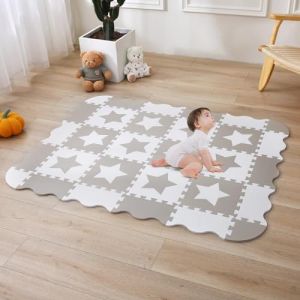 INTOMENG Tapis en Mousse pour BéBé EVA Foam Dalle Tapis Puzzle Jeu Bebe Epais 142x110x1cm Parc Enfant Pièces détachées Etoile Gris Blanche Tapis de Sol Imperméable Cadeau Anniversaire Naissance DD14 (INTOMENG Bedroom, neuf)