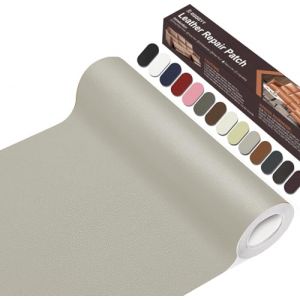Simili Cuir Autocollant, 20 x 100cm Patch de Réparation en Cuir, Patch Cuir Auto-adhésif Rénovation Pour Siège de Voiture, Meubles, Canapé, Sacs à Main, Vestes, Chaises.(Gris Beige) (ZR-EU, neuf)