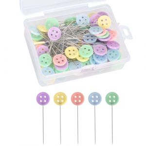 100 PCS Épingles Multicolores,Couleurs Assorties Épingles Décoratives,Épingles à Coudre Couture Plat Colorées Epingle Couture en Forme-5cm/2in-Épingles en Tissu (Bouton) (huasimple, neuf)