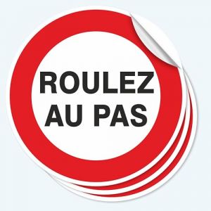 Pubblimania 3 autocollants Roulez au pas 30 x 30 cm, &eacute;tiquettes adh&eacute;sives souples, imperm&eacute;ables et lavables (Roulez au pas) (Pubblimania, neuf)