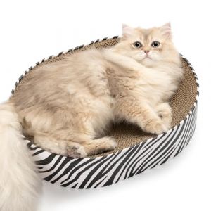 Conlun Ovale Griffoir pour Chat 2-en-1, Nid Grattoir Chat Carton Ondulé Naturel, Base Scellée Anti-Débris, Protection Canapé Durable sans Montage & Prêt à l'emploi (Conlun, neuf)