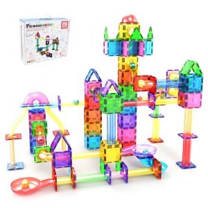 PicassoTiles 70 pièces en marbre Piste Piste de Course tuiles magnétiques Aimant Bloc de Construction Jouet de Construction éducatif Ensemble de Jeu kit d'apprentissage STEM (PicassoToys, neuf)