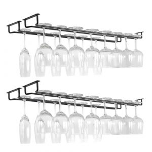 HEYOUTH Support Verre a Pied Suspendu,Porte Verre a Pied Suspendu,Porte Verres Suspendu,4 Pièces 40cm Porte-verres à Vin Peut contenir 32 à 40 verres à vin avec Vis pour Cuisine Café Bar Restaurant (sihuiouzhou, neuf)