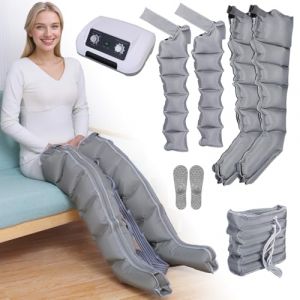 Bottes de pressoth&eacute;rapie pour jambes 6 chambres Machine de pressoth&eacute;rapie professionnelle pour la maison Abdomen Masseur Drainage Lymphatique Circulation, 0-240 Mmhg r&eacute;glables (bras + jambes + abdomen (hhh-jhh, neuf)