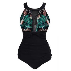 Viloree Maillots de Bain 1 Pièce Femme Amincissant Bikini Grande Taille Monokini Push up Feuilles 4XL (Viloree, neuf)