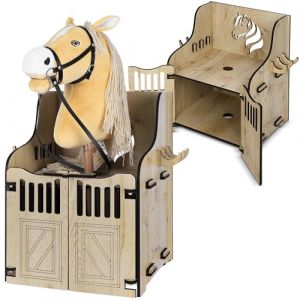 Hoofly Hobby Horse Écurie Mural - Accessoire Pratique pour Hobby Horse avec Portes, Espace de Rangement et Crochets/Idéal pour 1 Cheval Hobby Horse (WebStream GmbH, neuf)