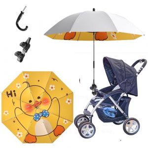 SQAQS Upf50+ Parasol Poussette Bébé, Diamètre 85 Cm, Ombrelle avec Protection Anti UV, avec Poignée de Parapluie et Pince de Fixation Réglable, Confort et Réglablepour Landau et Poussette (jaune) (SQAQS, neuf)