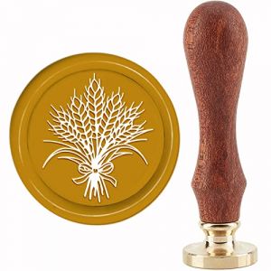 craspire Timbre de Sceau de Cire pour Bouquet de Bl&eacute; Timbres de Cire &agrave; Cacheter pour Plantes &Eacute;pi de Bl&eacute; 30 mm/1.18 Pouces T&ecirc;te en Laiton Amovible avec Manche en Bois pour Invitations, Cartes (CRASPIRE FR, neuf)